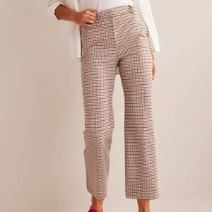 Boden Chelsea Check Trousers slight flared crop US 8R